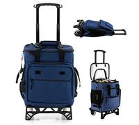 SPOTRAVEL 40L Rolling Cooler, 50-Can Cooler Bag with Wheels and Handle, 3-in-1 Leakproof Cooler Trolley for Outdoor Camping, Picnic & Beach (Dark Blue)