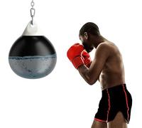 SPOTRAVEL 45cm/52cm Water Punch Bag, Water Training Bag with Adjustable Metal Chain, Insurance Buckles & Water Injection Hose, Aqua Boxing Bag for Adults kids (Black, 45 x 58cm)
