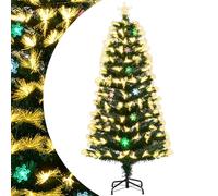 SPOTRAVEL 4FT/5FT Pre-lit Christmas Tree, Fiber Optic Xmas Tree with 130/170 Branch Tips, 14/20 Snowflakes, 8 Lighting Modes & Star Topper, Indoor Holiday Party Decoration (150 cm)