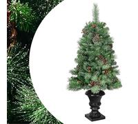 SPOTRAVEL 4FT Christmas Tree, Faux Xmas Tree with Red Berries and Pine Cones, Artificial Potted Fir Tree for Home & Office