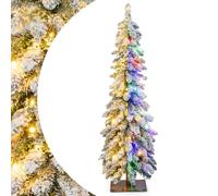 SPOTRAVEL 4FT Slim Christmas Tree, Pre-Lit Artificial Pencil Xmas Tree with 100 LED Lights, 225 Branch Tips, 11 Lighting Modes & Timer, Snow-flocked Festival Decoration Trees