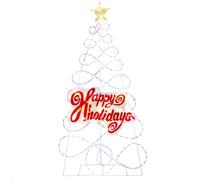 SPOTRAVEL 5.6FT/170CM Pre-lit Xmas Tree, Light up Christmas Decoration with 216 Colorful Lights and 6 Lighting Modes, Artificial Holiday Tree for Yard Lawn Party