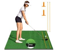 SPOTRAVEL 5 x4FT Golf Practice Mat, Artificial Golf Hitting Mat with 2 Rubber Tees & 2 Alignment Sticks, Portable Chipping Mat for Pros & Beginners, 152 x 117cm (27mm Thickness)