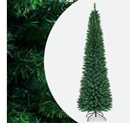 SPOTRAVEL 5FT/6FT/7FT/8FT Artificial Slim Pencil Christmas Tree (8FT/2.4M) | Traditional Pine Xmas Tree with Metal Stand, Decorative Pine Tree for Home, Office, Shop and Hotel