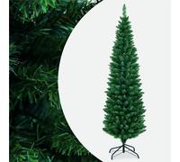 SPOTRAVEL 5FT/6FT/7FT/8FT Artificial Slim Pencil Christmas Tree, Traditional Pine Xmas Tree with Metal Stand, Decorative Pine Tree for Home, Office, Shop and Hotel (6FT/1.8M)