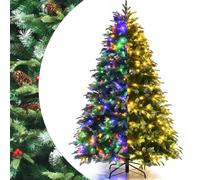 SPOTRAVEL 5FT/6FT/7FT Pre-Lit Christmas Tree, Hinged Snowy Artificial Xmas Tree with 250/350/450 LED Lights, Pine Cones & Red Berries, 581/899/1315 Branch Tips & 11 Flash Modes (180 cm)
