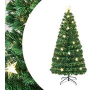 SPOTRAVEL 5FT/6FT Artificial Christmas Tree, Prelit Fiber Optic Xmas Tree with 8 Light Modes, 21/30 Star Lights & 180/230 Branch Tips, Lighted Full Christmas Tree for Home Office Party Decor (5FT)