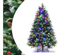SPOTRAVEL 5FT/6FT Pre-Lit Artificial Christmas Tree, Realistic Snowy Xmas Tree with 250 LED Lights, 581/899 Branch Tips & 11 Flash Modes, Lush Hinged Pine Tree for Celebration (6FT)