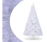 SPOTRAVEL 5FT/ 8FT Christmas Tree, Snow Xmas Tree with Metal Stand, Indoor Outdoor Traditional Holiday Decoration for Home Office Shop (8FT/2.4M)