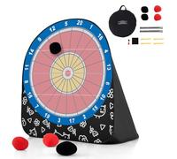 SPOTRAVEL 5ft Giant Dart Board, Portable Foldable Kick & Throw Soccer Target Dartboard with 4 Kick Balls and Carrying Bag, Outdoor Jumbo Foot Darts Game for Kids Adults Teenager (Black)