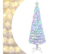 SPOTRAVEL 5FT Pre-Lit Artificial Christmas Tree, Fiber Optic Xmas Tree with LED Lights, 7 Lighting Modes, 4-Level Speed, Timer, Remote Control, Festival Decor for Home Office Party