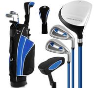 SPOTRAVEL 6 PCS Junior Golf Club Set, Youth Practice Golf Set with 3# Fairway Wood, 7# & 9# Irons, Putter, Head Cover & Stand Bag, Children Golf Package Set for 8-10 Years Old, Right Hand (Blue)