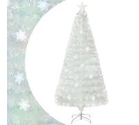 SPOTRAVEL 6FT/7FT Pre-lit Christmas Tree, Fiber Optic Artificial Xmas Tree with 36/48 Snowflake Lights & 230/260 Branch Tips, Indoor Festival Party Decoration Tree (180 cm)