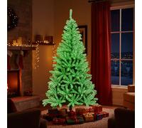 SPOTRAVEL 6FT Glow in the Dark Christmas Tree, Hinged Artificial Xmas Tree with 692 Branch Tips & Foldable Metal Stand, Home Office Festival Party Decoration
