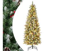 SPOTRAVEL 6FT Pre-Lit Xmas Tree, Hinged Christmas Tree (180 cm)
