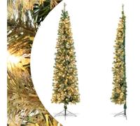 SPOTRAVEL 7FT Half Christmas Tree, Holiday Decoration Tree with 403 PVC Branch Tips and 150 LED Lights, Space-Saving Seasonal Slim Tree for Home, Office & Shop