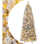 SPOTRAVEL 7FT Pre-lit Artificial Christmas Tree, Pop-Up Xmas Tree (210 cm) | with 680 Snow-flocked Branch Tips, 200 LED Lights & Metal Stand, Easy Setup Seasonal Decoration Tree