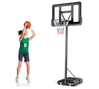SPOTRAVEL Adjustable Basketball Hoop and Stand, Portable Backboard Net Set | with Wheels & Stable Base, Free Standing Basketball System for Kids Adults