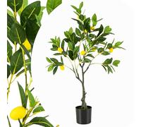 SPOTRAVEL Artificial Lemon Tree, 1/2 PCS Faux Potted Lemon Plant with Lemon Fruits & Cement Pot, Indoor Outdoor Greenery Fake Decorative Plants for Living Room Bedroom Office (1, 80cm)