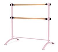 SPOTRAVEL Double Ballet Barre, 4-Level Height Adjustable Dancing Stretching Bar, Portable Freestanding Ballet Equipment for Adult & Kids (Pink + Natural)