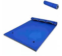 SPOTRAVEL Floating Water Mat, 3 Layer Float Raft with Pillow Design, Roll-Up Float Pads for 3-5 People (Blue)