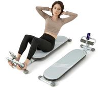 SPOTRAVEL Foldable Abdominal Training Bench, Sit Up Workout Supine Board with 3 Adjustable Angles and Length, 150KG Space-saving Versatile Fitness Equipment for for Home Gym (Blue)