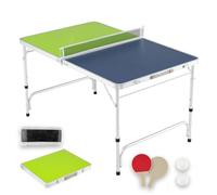 SPOTRAVEL Folding Table Tennis Table, Indoor Outdoor Portable Ping Pong Table with 3-Level Adjustable Height, Net, 2 Paddles, 2 Balls, Quick Instrallation