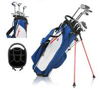 SPOTRAVEL Golf Clubs Package Set, Men/Women Professional Golf Set with 460CC Alloy Driver, 6# to 9# Irons, Putter and Stand Bag, Complete Steel Shaft Golf Package Set for Adults (Blue)
