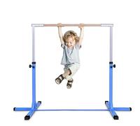 SPOTRAVEL Gymnastics Bar, Height Adjustable Home Gymnastics Equipment for Kids, Horizontal Training Kip Bars for Home Gym (Blue, 90-150 cm)