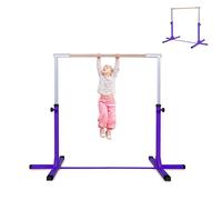 SPOTRAVEL Gymnastics Bar, Height Adjustable Home Gymnastics Equipment for Kids, Horizontal Training Kip Bars for Home Gym (Purple, 90-150 cm)