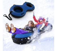 SPOTRAVEL Inflatable Snow Tube, 1/2 Person Heavy Duty Sledge Tube with Seat Cushion, Canvas Cover, Tow Strap, Pump & Repair Kit, 39/79 Inch Outdoor Ski Tube Snow Toys for Kids Adults (Blue, 2 Person)