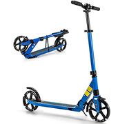 SPOTRAVEL Kick Scooter, Adjustable Folding Kids Scooter with Light Up LED Wheels and Shock-Absorbing System, Lightweight Aluminum Sport Scooter for 8+ Teens Adults (Blue)