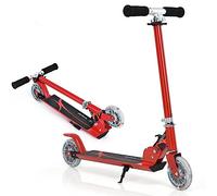 SPOTRAVEL Kick Scooter, Foldable Scooters with LED Flashing PU Wheels and Kickstand, Height Adjustable Scooter for Kids & Teenagers (Red)