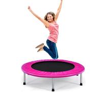 SPOTRAVEL Mini Outdoor Trampoline, 38” Foldable Rebounder with PVC Protective Cover, Portable Recreational Fitness Bouncer for Kids & Adults (Pink)