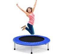 SPOTRAVEL Mini Outdoor Trampoline, 38” Foldable Rebounder with PVC Protective Cover, Portable Recreational Fitness Bouncer for Kids & Adults (Blue)