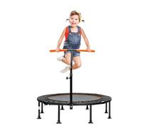 SPOTRAVEL Mini Outdoor Trampoline, Foldable Fitness Rebounder with Protective Cover, Portable Indoor Exercise Bouncer for Kids Adults (45”, Orange, with Handrail)