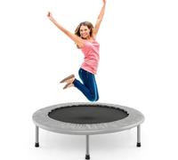 SPOTRAVEL Mini Outdoor Trampoline, Foldable Fitness Rebounder with Protective Cover, Portable Indoor Exercise Bouncer for Kids Adults (38”, Silvery Grey, without Handrail)