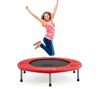 SPOTRAVEL Mini Outdoor Trampoline, Foldable Fitness Rebounder with Protective Cover, Portable Indoor Exercise Bouncer for Kids Adults (38”, Red, without Handrail)
