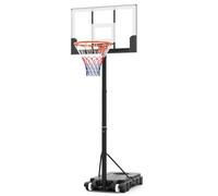 SPOTRAVEL Portable Basketball Hoop, Basketball Stand Goal System | with Adjustable Heights, Shatterproof Backboard, Fillable Base, Wheels, Basketball Hoop Net Set for Kids Junior Adults