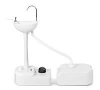 SPOTRAVEL Portable Camping Sink, 17L Capacity Hand Wash Station with Wheels, Towel Holder & Soap Dispenser, Foot Pump Wash Basin Stand for Outdoor Events Gatherings Worksite (with 24L Sewage Tank)