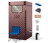 SPOTRAVEL Portable Steam Sauna, Folding Full Body Sauna Tent (Coffee)