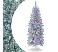 SPOTRAVEL Pre-Lit Christmas Tree, Hinged Pencil Xmas Tree with 190/250 Colorful LED Lights & 343/475 Branch Tips, Holiday Christmas Decoration for Home Office School and Shop (5FT)