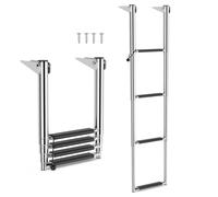 SPOTRAVEL Telescoping Marine Boat Ladder, 3/4 Step Folding Stainless Steel Boarding Ladder Rear Entry Inboard Ladder, Non-Slip Heavy Duty Custom Swim Deck Ladder (4 Step, without Platform & Handrails)