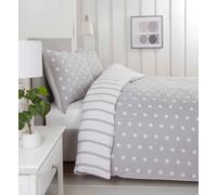 Rapport Home Spots & Stripes Microfibre Duvet Set King Grey, Grey