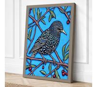 Spotted Bird on Branch Canvas Wall Art Print 36x24 Inch (91 x 61 cm)