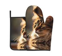 spotted cat 2-Piece Heat-Resistant Baking Set, Oven Mitt and Trivet, Essential forKitchen Cooking and Outdoor Barbecuing