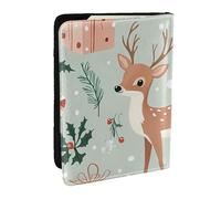 Spotted Deer and Gift Box Printed Passport Holder,Travel Pu Leather Passport Cover Case Organiser for Men Women,6.5 Inch