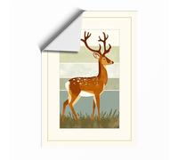 Spotted Deer in Profile Vintage Unframed Wall Art Print A4 (29.7×21cm), Wall Decor for Living Room, Bedroom, Office & Home, Art Gift