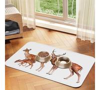 Spotted Deer Patterned Pet Feeding Mat with Water-Absorbing PU Top & Rubber Base - Anti-Slip Dog Cat Food Mat for Cats, Dogs & Pets, 30x45cm