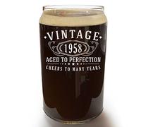 Spotted Dog Company Vintage 1958 Etched 16oz Can Glass - 67th Birthday Gifts for Women Men - Cheers to 67 Years Old - 67th Decorations for her him - Best Engraved Coffee Beer Gift Ideas - Mom Dad 2.0